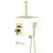 Kibi Cube Pressure Balanced Ceiling Mounted 3-Function Shower System with Rough In Valve - Brushed Gold KSF413BG - alternate 1